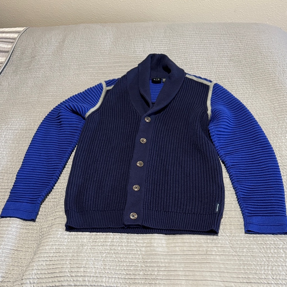 Armani Exchange Navy and Royal Blue Cardigan